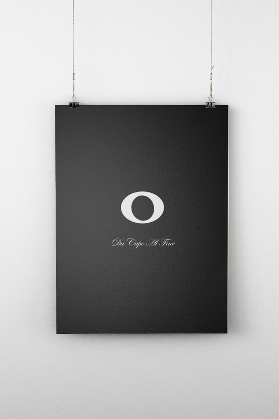 Da Capo Al Fine Black Minimalist Whole Note Musician Decor Poster