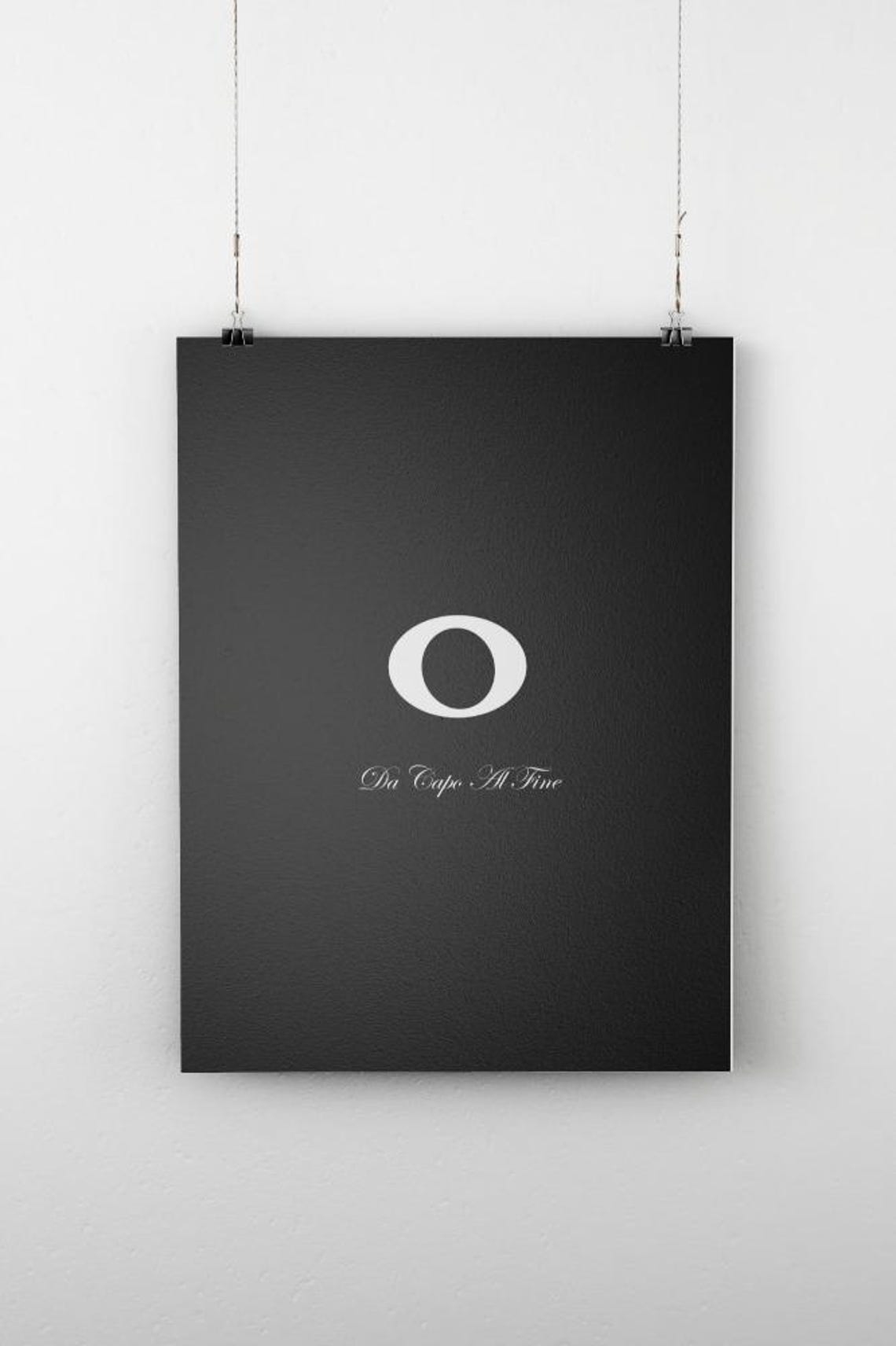 Da Capo Al Fine Black Minimalist Whole Note Musician Decor Poster