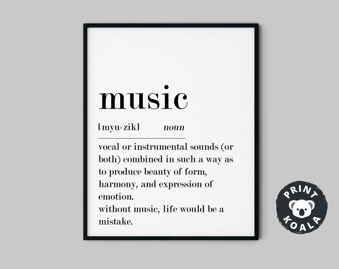 Music Definition Noun Meaning Inspirational Typography Musician Wall Poster - Image 5