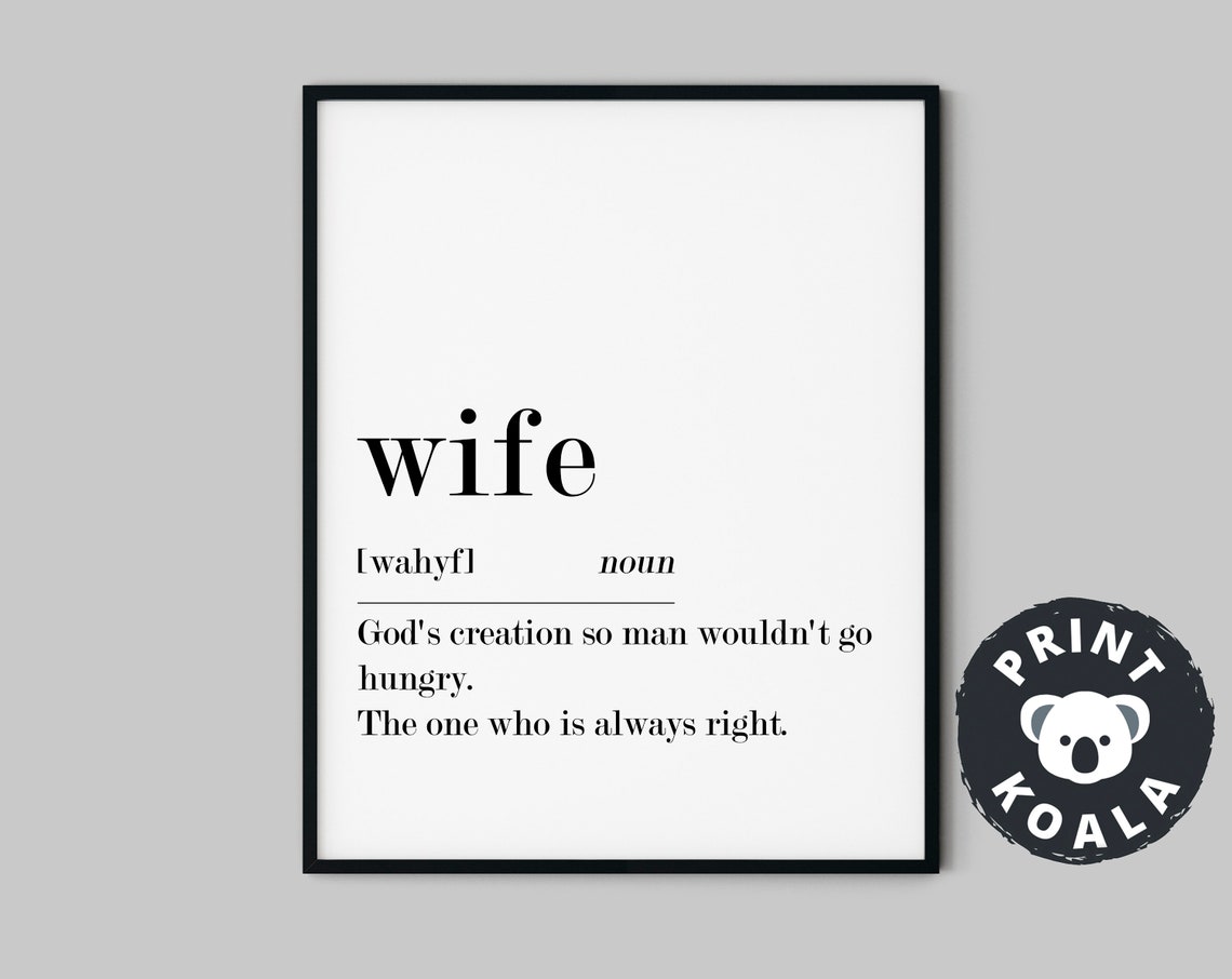 Wife Print Wife Word Definition Wife Art Wife Sign Wife Gift Wife Definition Wife Poster Wife Quote Wife Wall Art Wife - Image 5
