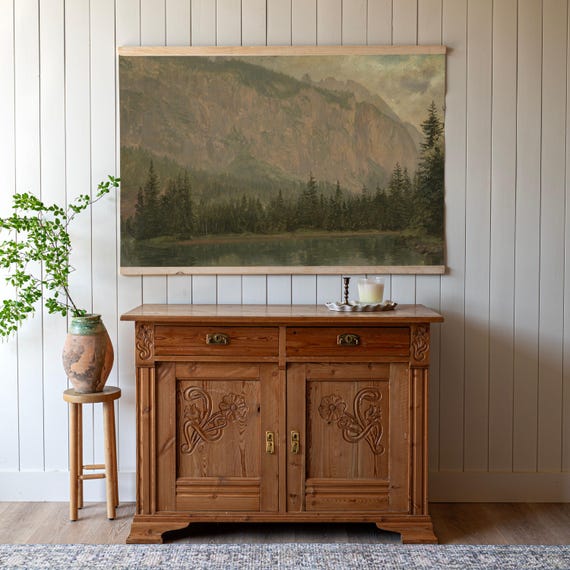 Landscape Painting Oversized Wall Art Tapestry Wall Hanging Vintage Prints Mountain Artwork Painting Extra Large Wall Art 641