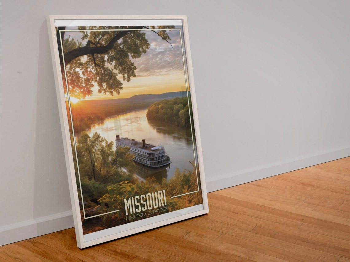 Missouri United States Realistic Travel Poster Art Png Instant Us Wall Prints Missouri Modern Travel Poster Decor