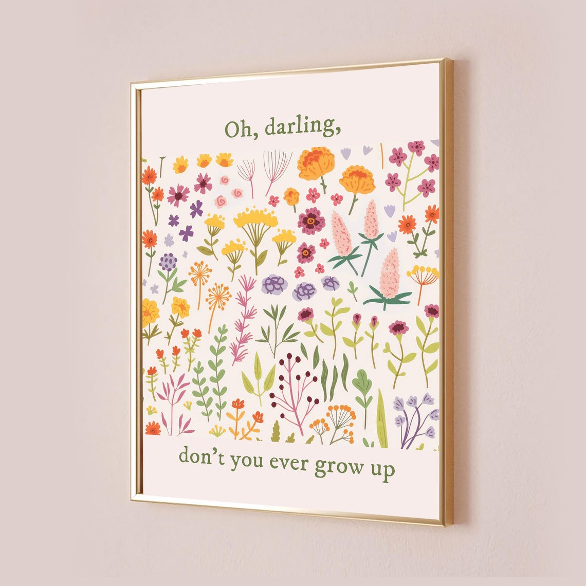 Oh Darling Don't You Ever Grow Up Wildflower Meadow Lyric Poster