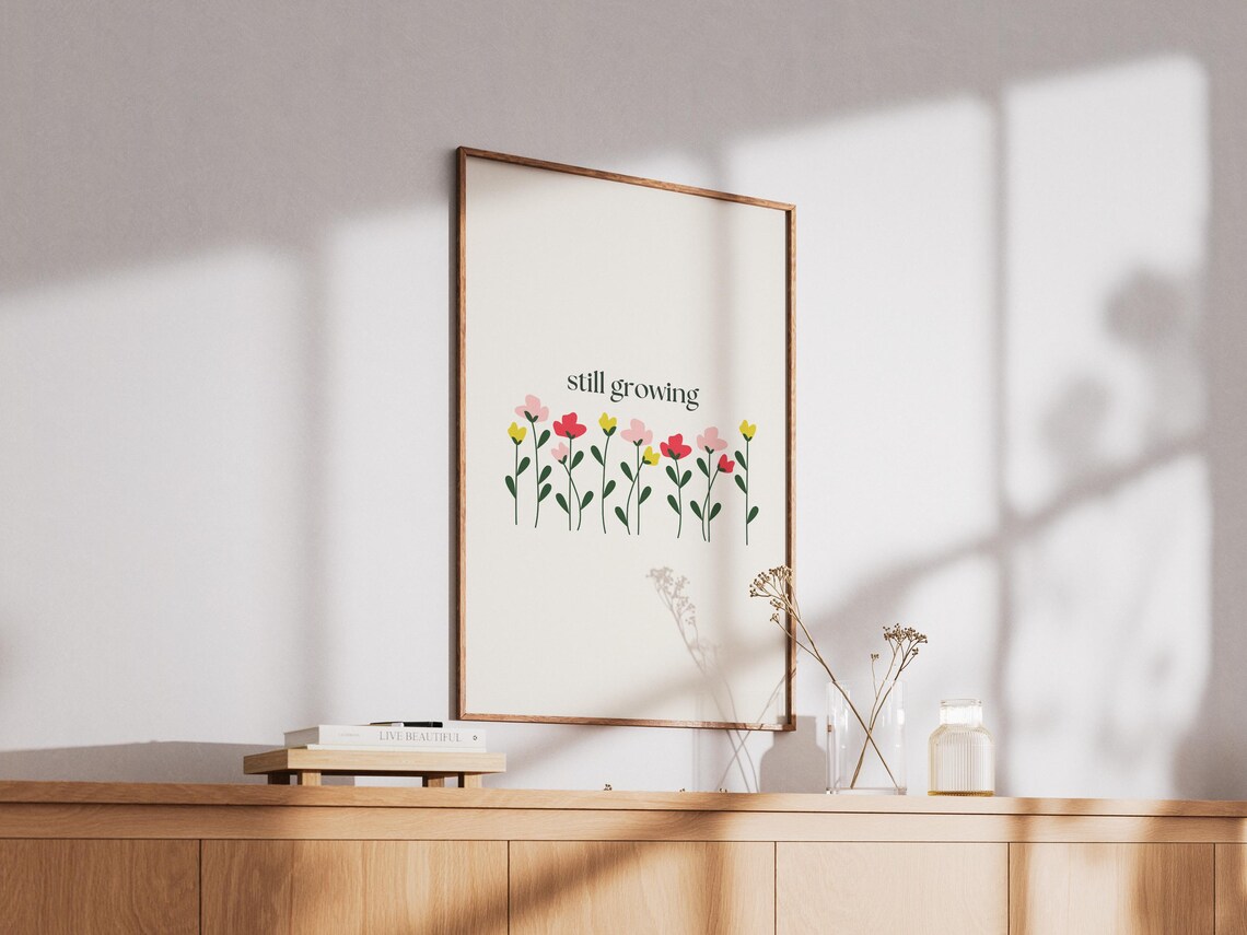 Self Growth Floral Line Art, Self Love Quote - Image 2