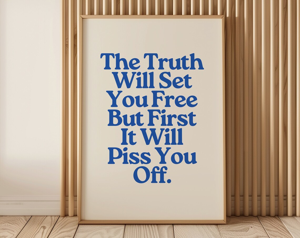 Inspirational Quote Print Art Retro Trendy Wall Art Blue Typography Poster Funny Affirmation A126