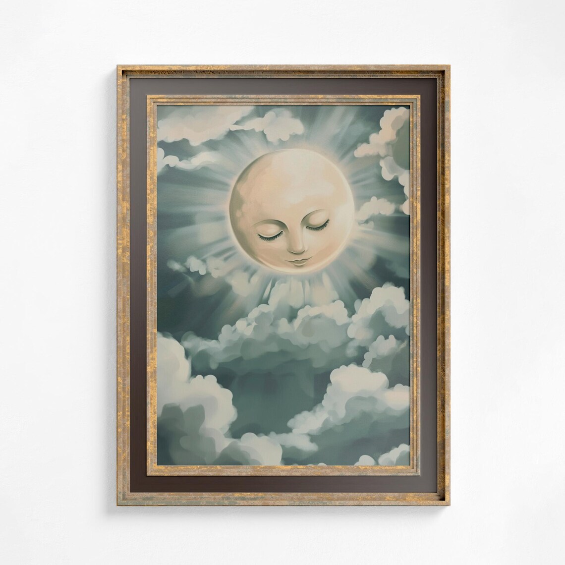 Sun With Face Sky Painting, Nursery Decor