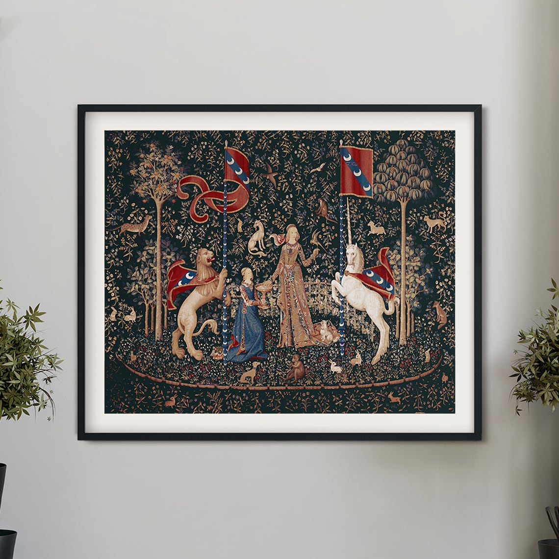 Medieval Unicorn Art Print, Lady With Unicorn