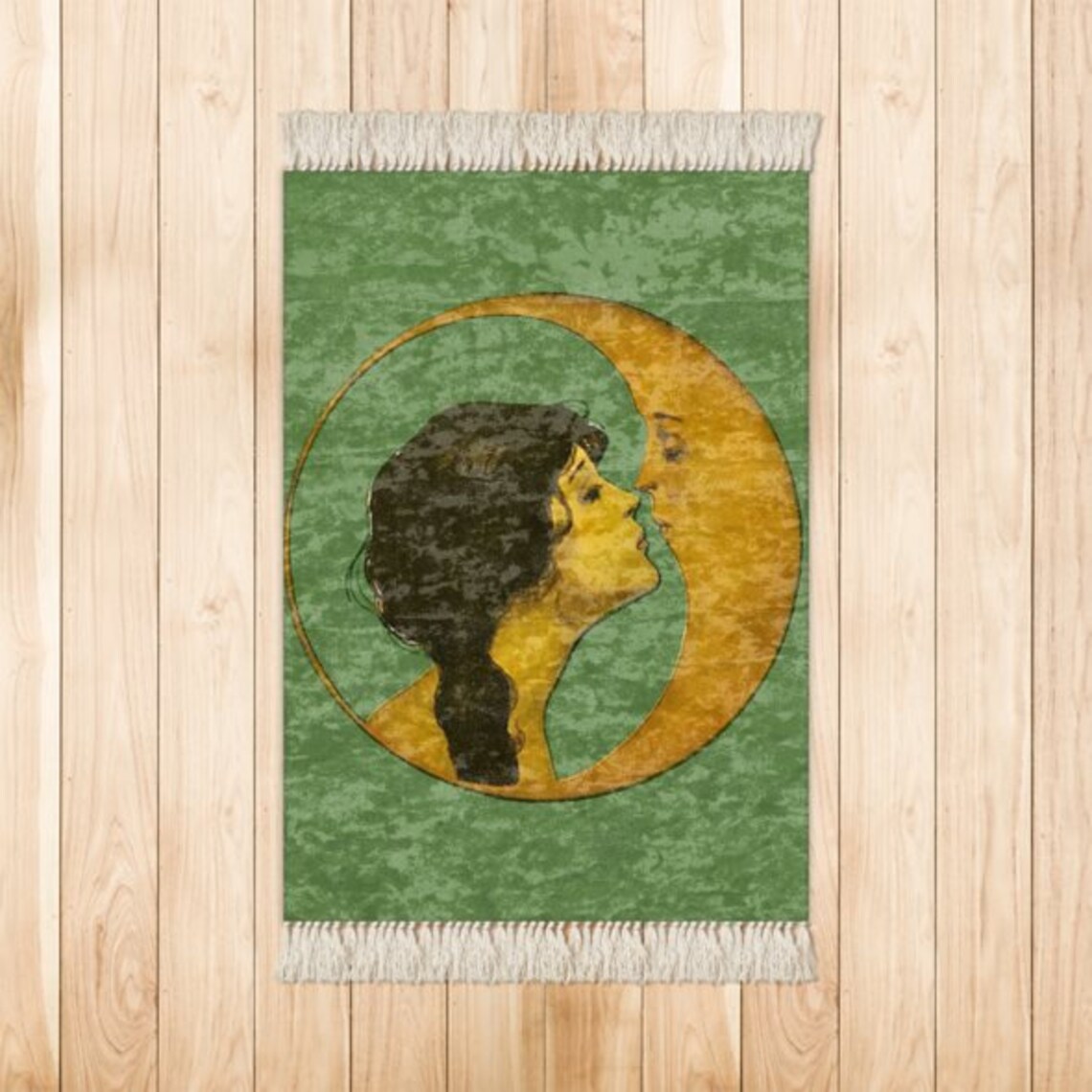 Nouveau Rug Woman Kissing Moon, Marbled Velvet