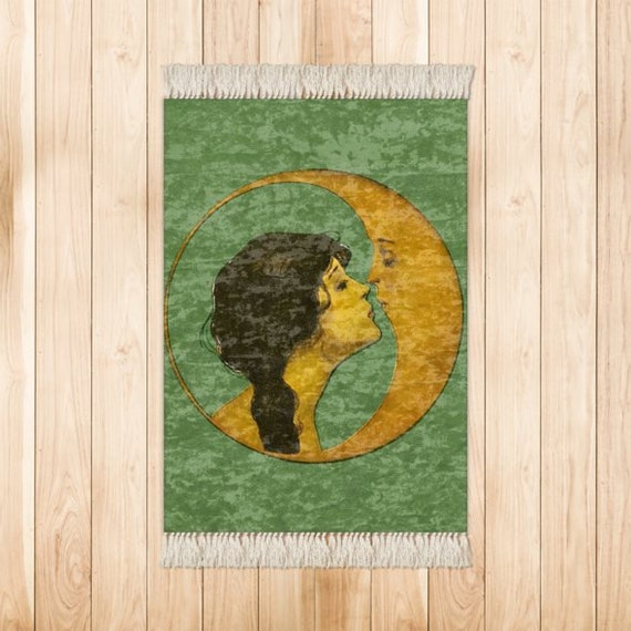 Nouveau Rug Woman Kissing Moon, Marbled Velvet