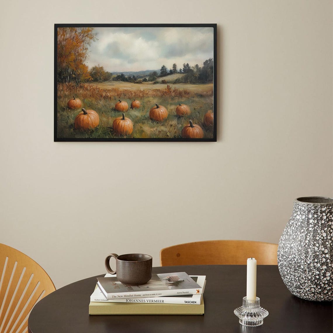 Autumn Pumpkin Field Rustic Vintage Oil Painting Fall Poster - Image 2