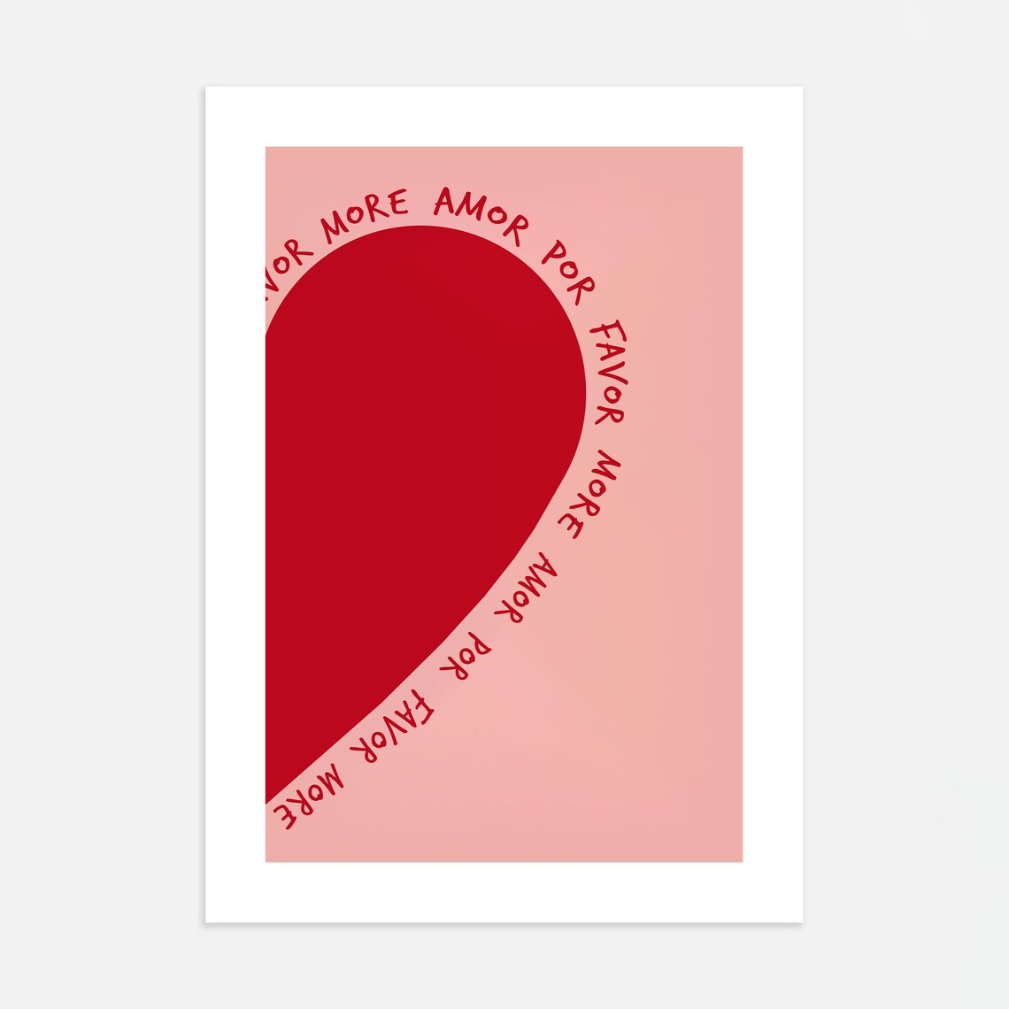 More Amor Por Favor Big Red Heart Spanish Love Quote Pink Poster - Image 4