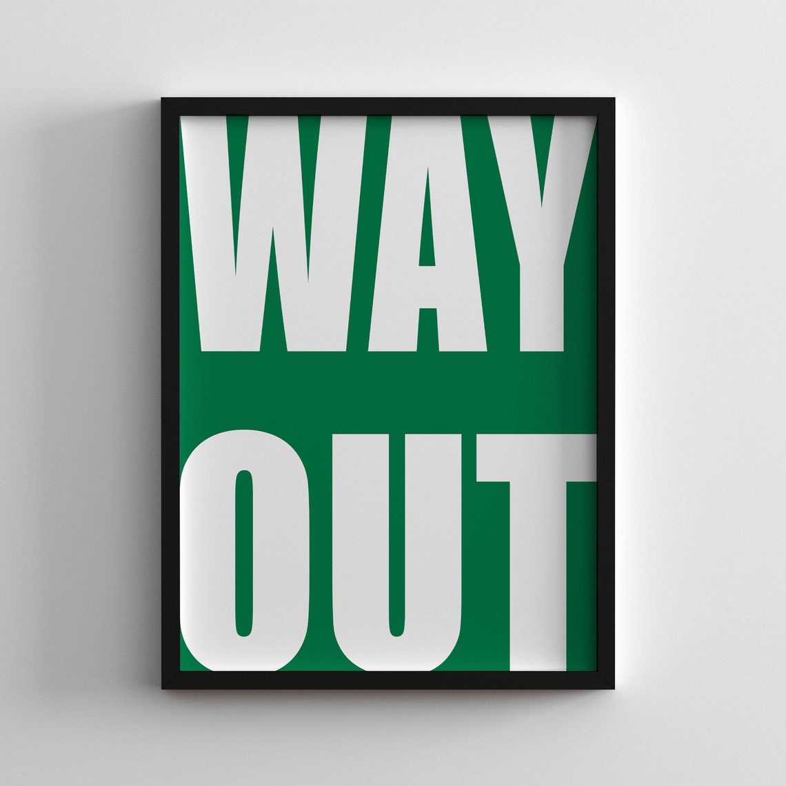 Way Out Bold Green Emergency Exit Sign Graphic Typography Poster - Image 3