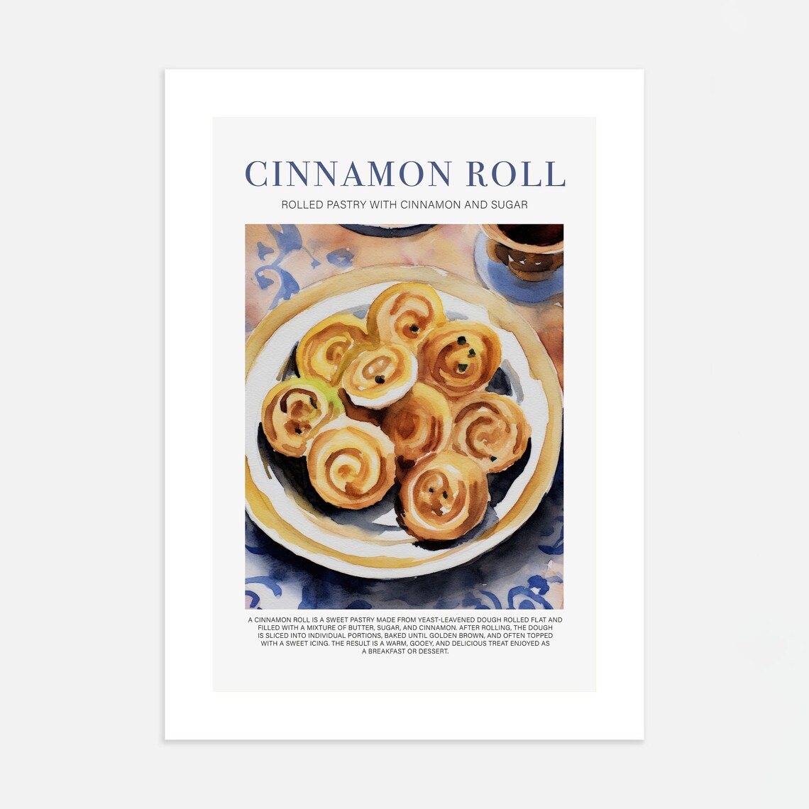 Cinnamon Roll Watercolor Pastry Illustration Modern Kitchen Food Poster - Image 4