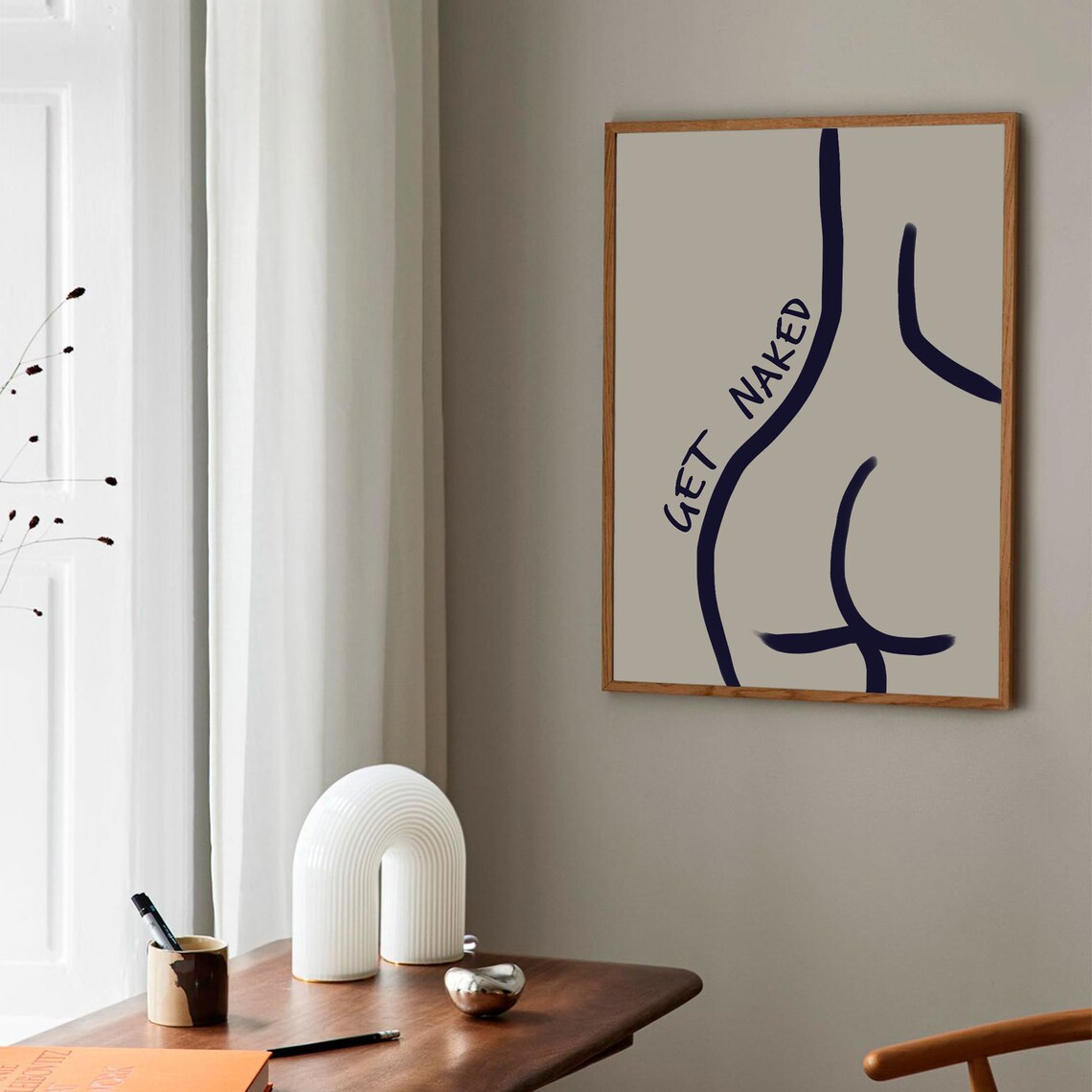 Get Naked Minimalist Body Line Art Cheeky Bathroom Trendy Poster - Image 2