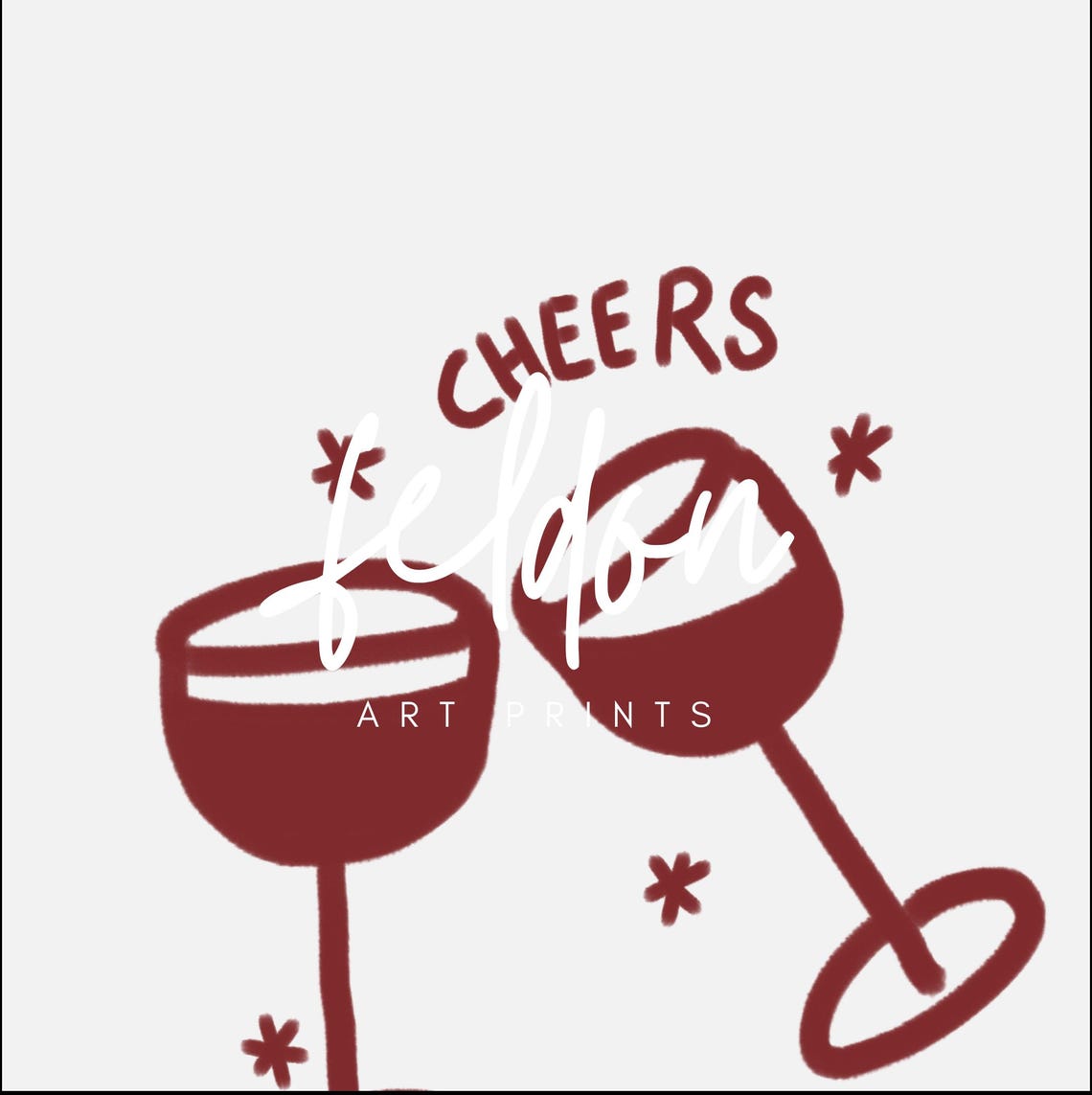 Cheers Red Wine Glasses Minimalist Bar Cart Kitchen Wall Art - Image 2