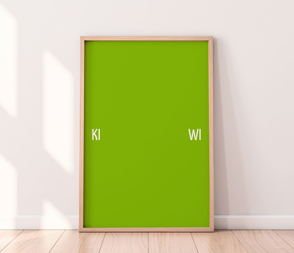 Kiwi Split Wordplay Typography Green Minimalist Kitchen Poster - Image 4