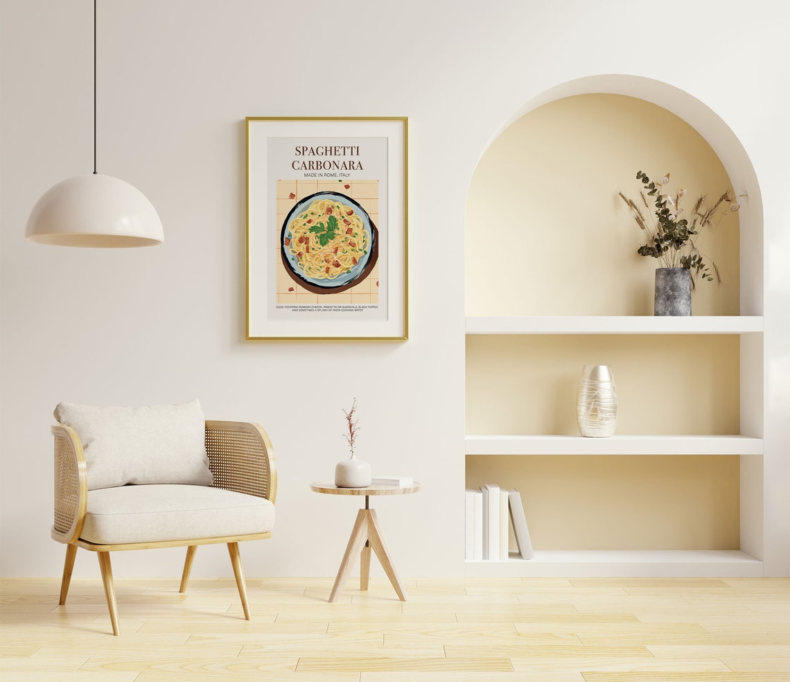 Spaghetti Carbonara Made in Rome Italy Classic Retro Kitchen Poster - Image 4