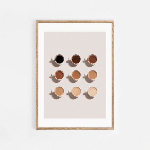 Coffee Shades Of Poster Art Print, Kitchen Cafe