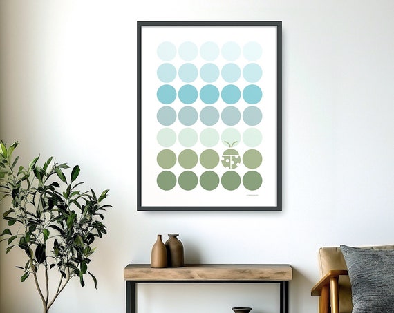 Ladybug Art Print Minimalist Ladybug Poster Blue Ladybug Wall Art Wildlife Wall Art Nature Lovers Modern Decor