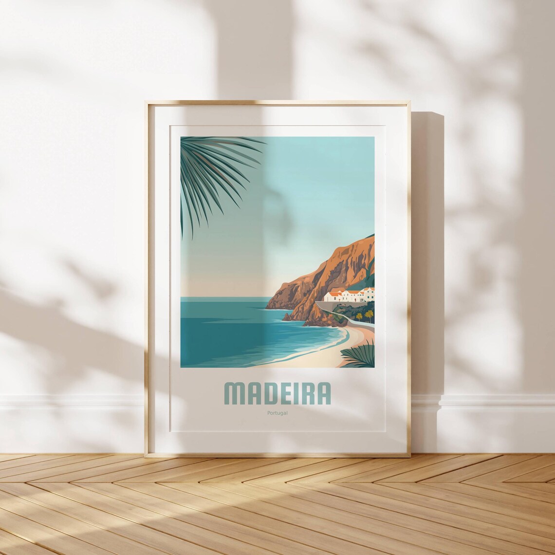 Madeira Portugal Rocky Cliffs Seaside Beach Scene Travel Poster - Image 2