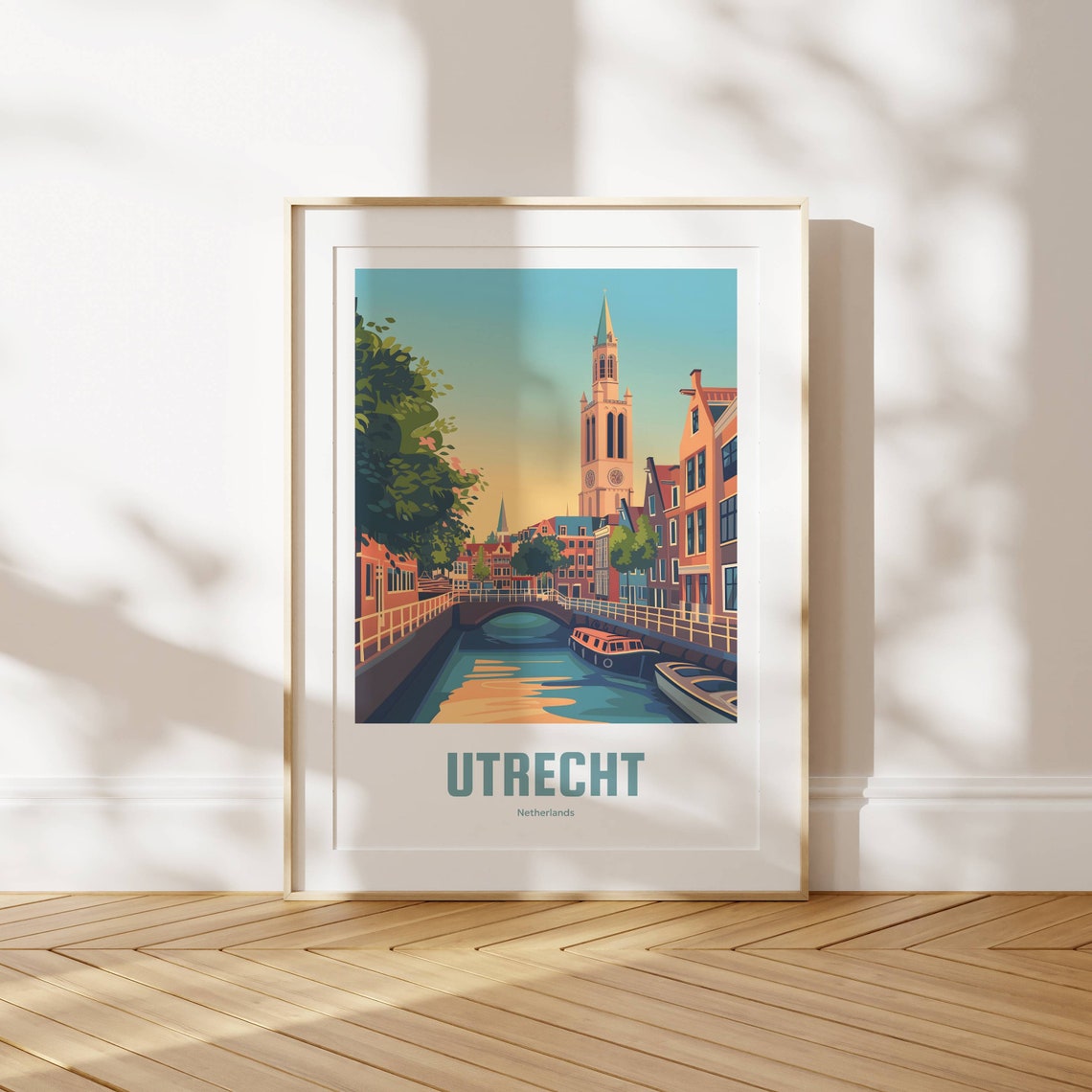 Utrecht Netherlands Canal Dom Tower Sunset Scene Travel Poster - Image 4