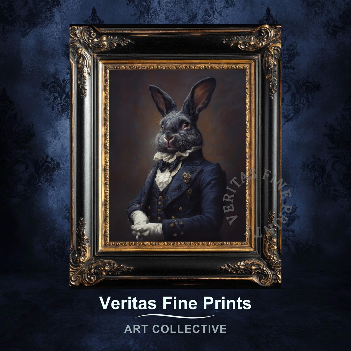 Dapper Rabbit Portrait, Victorian Animal Art Print