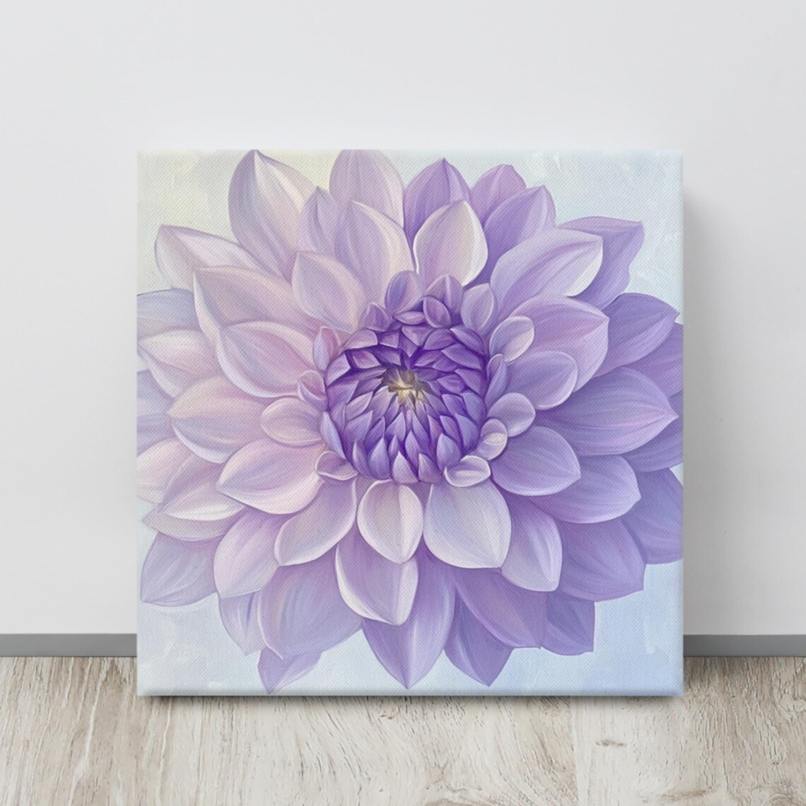 Purple Dahlia Bloom Macro Layered Petals Soft Lilac Floral Print