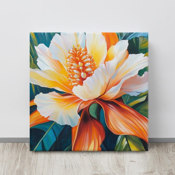 Tropical Flower Print Painting Print Wall Art Flower Wall Art Tropical Wall Art Statement Wall Art Living Room Art