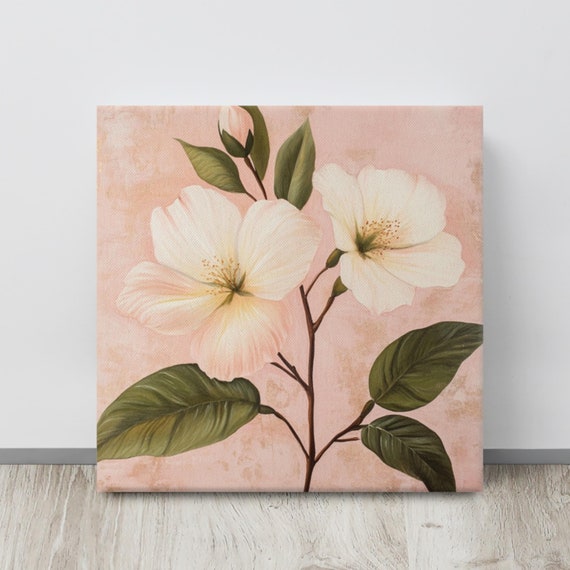 Eglantine Flower Print Dainty Wall Art Cute Wall Art Flower Wall Art Eglantine Painting Print Beige Wall Art Pink Wall Art