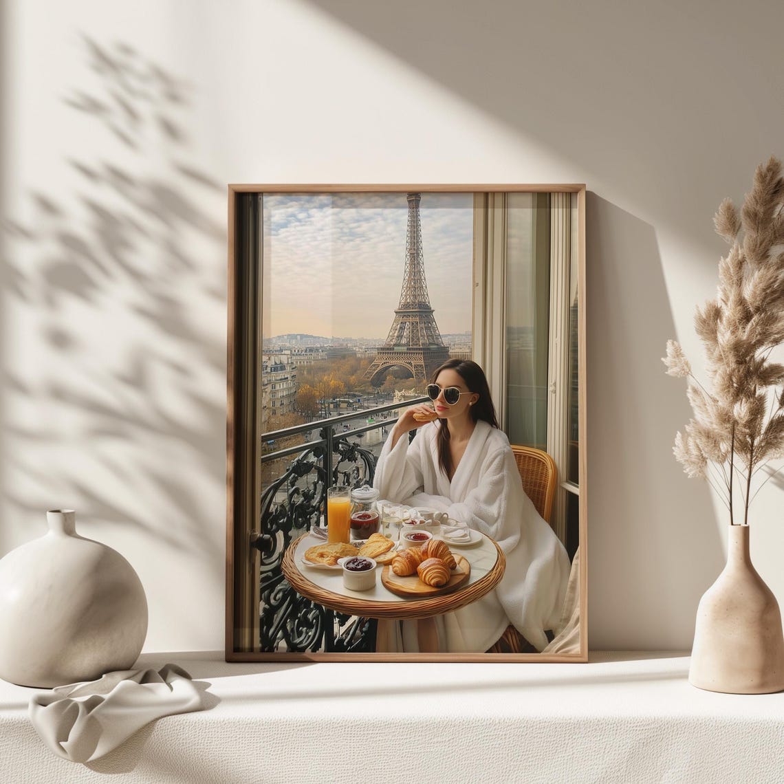 Paris Breakfast Balcony Eiffel Tower View Morning France Poster - Image 3