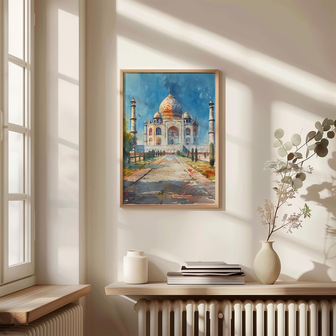 Taj Mahal Agra India Watercolor Landmark Architecture Travel Poster - Image 4