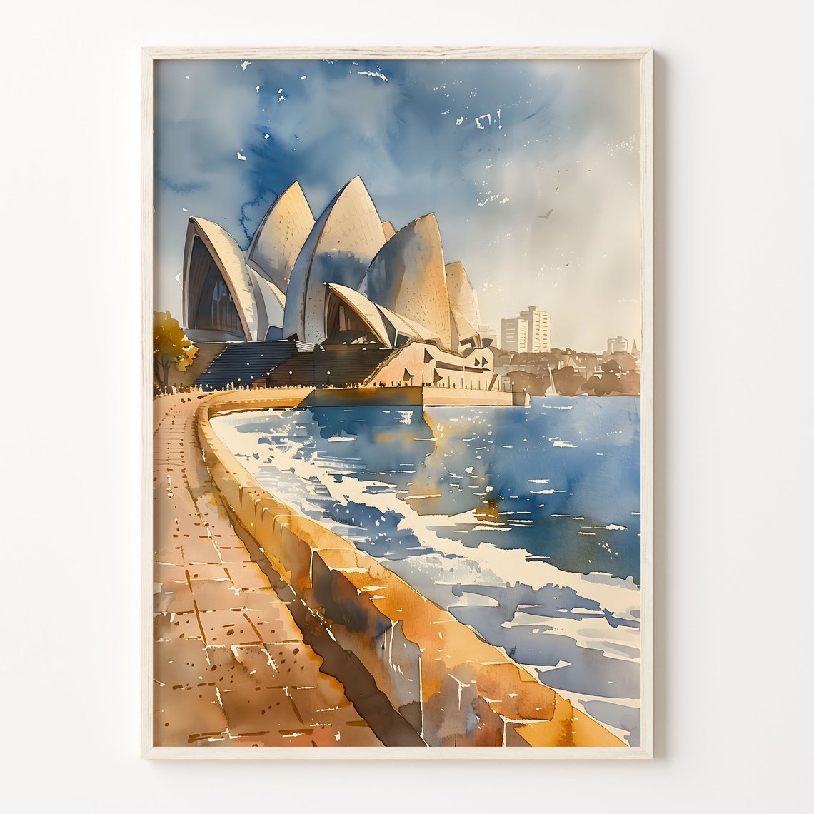 Sydney Opera House Australia Harbour Sunset Watercolor Poster