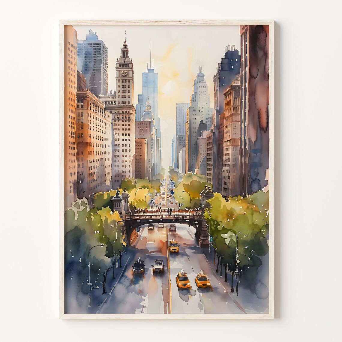 Chicago Watercolor Painting, Chicago Wall Art Print