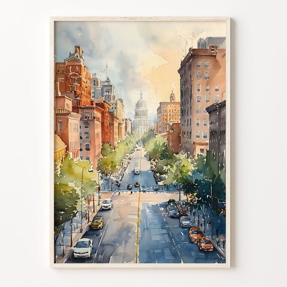 Knoxville Watercolor Painting Tennessee Skyline Art Print