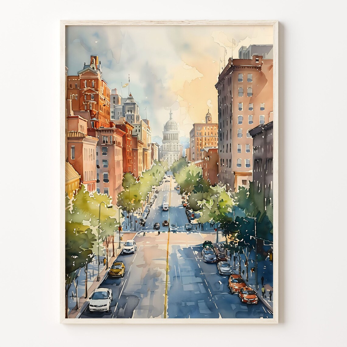 Knoxville Watercolor Painting Tennessee Skyline Art Print