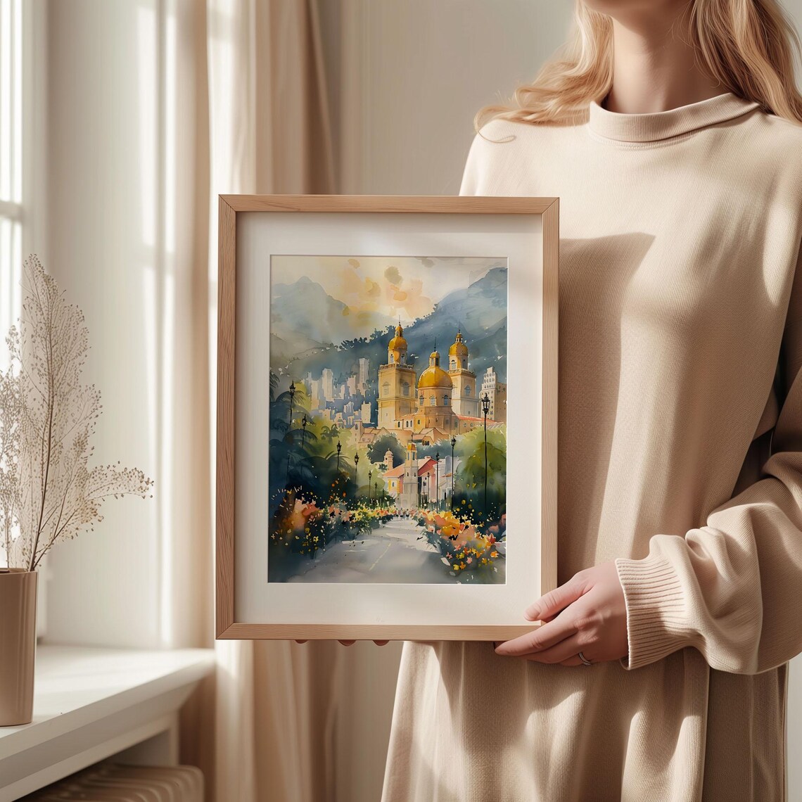 Cebu City Philippines Golden Cathedral Watercolor Painting Poster - Image 2