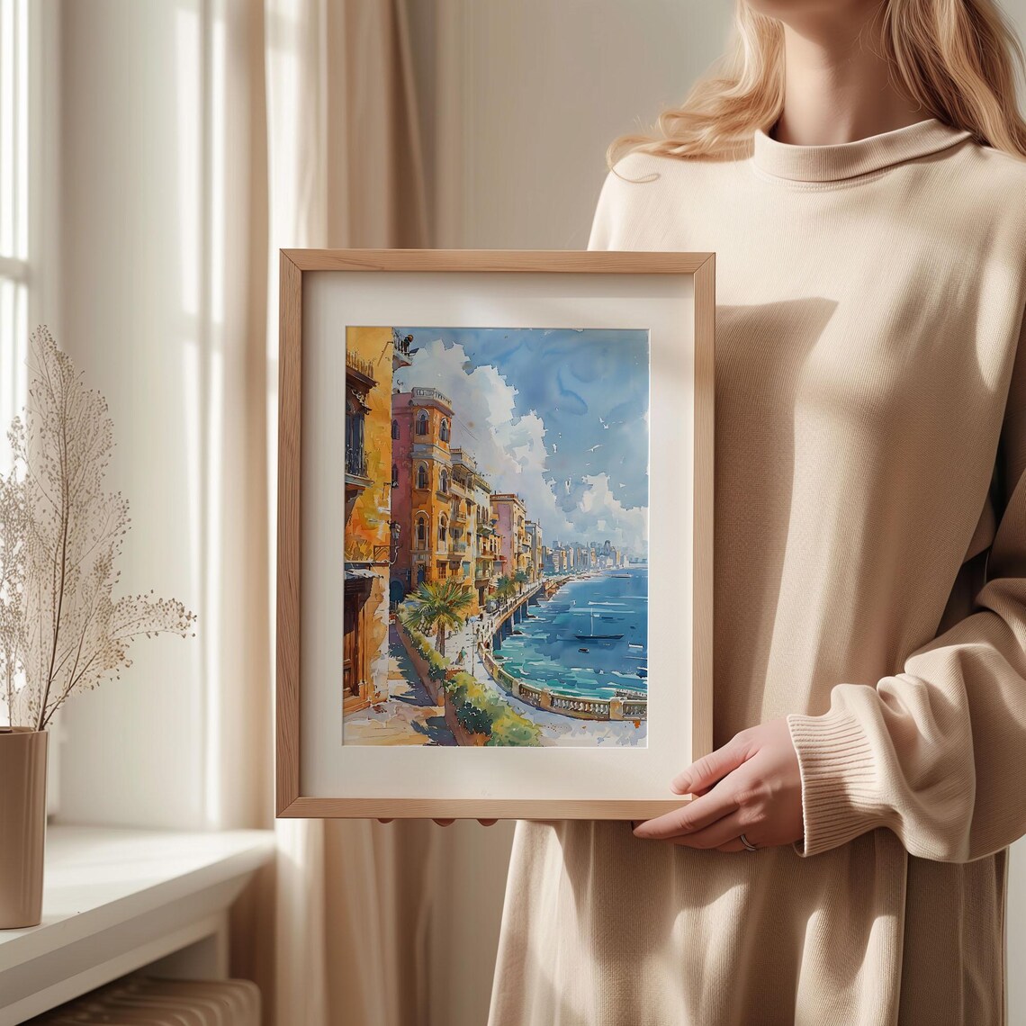 Beirut Watercolor Painting Lebanon Travel Poster - Image 2