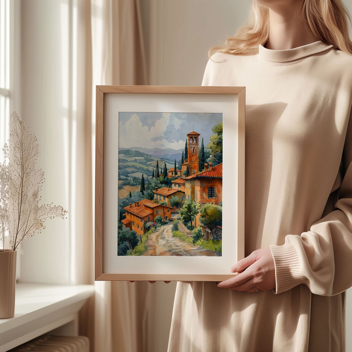 Tuscany Watercolor Painting, Italy Travel Poster - Image 2