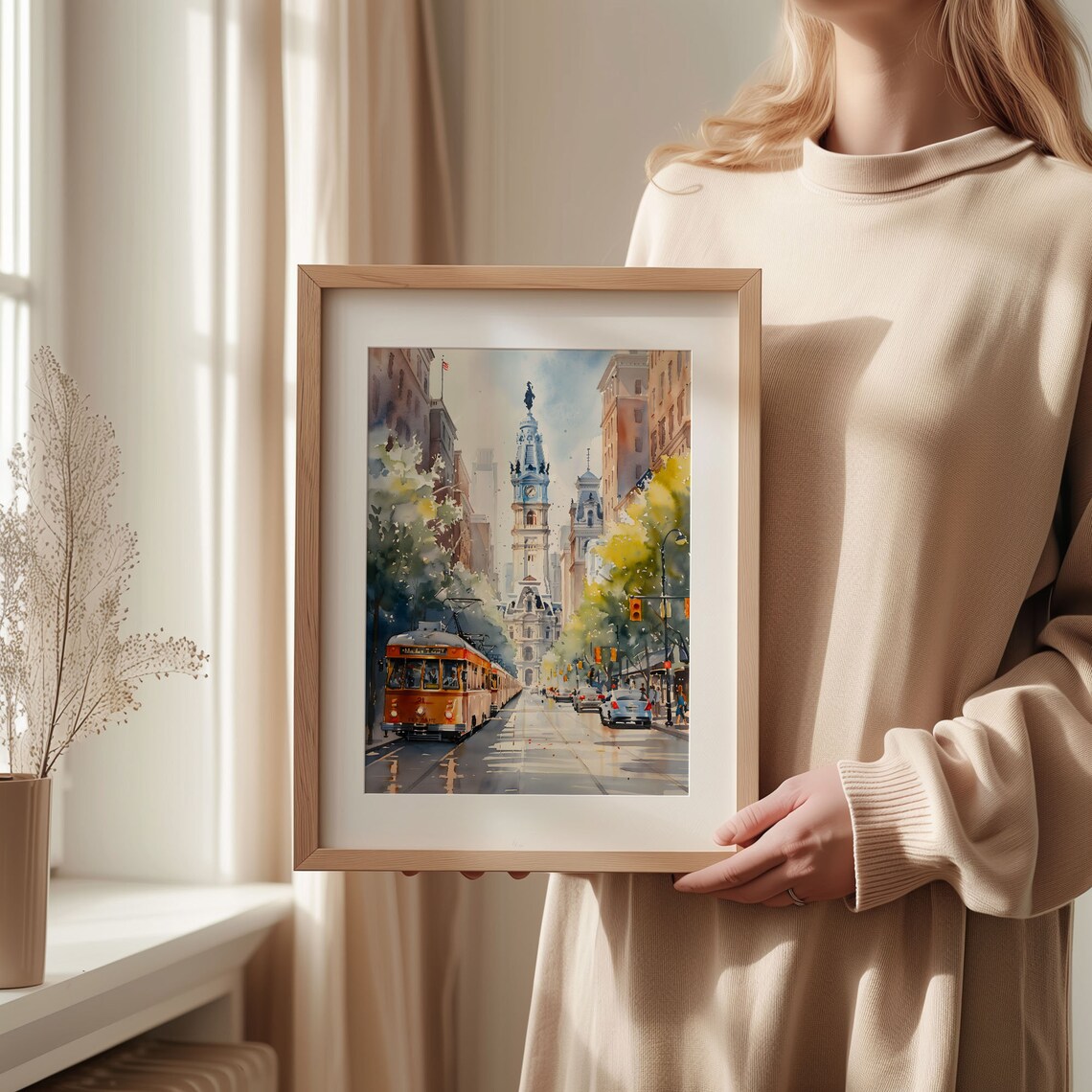 Philadelphia Watercolor Painting Travel Poster, USA - Image 2