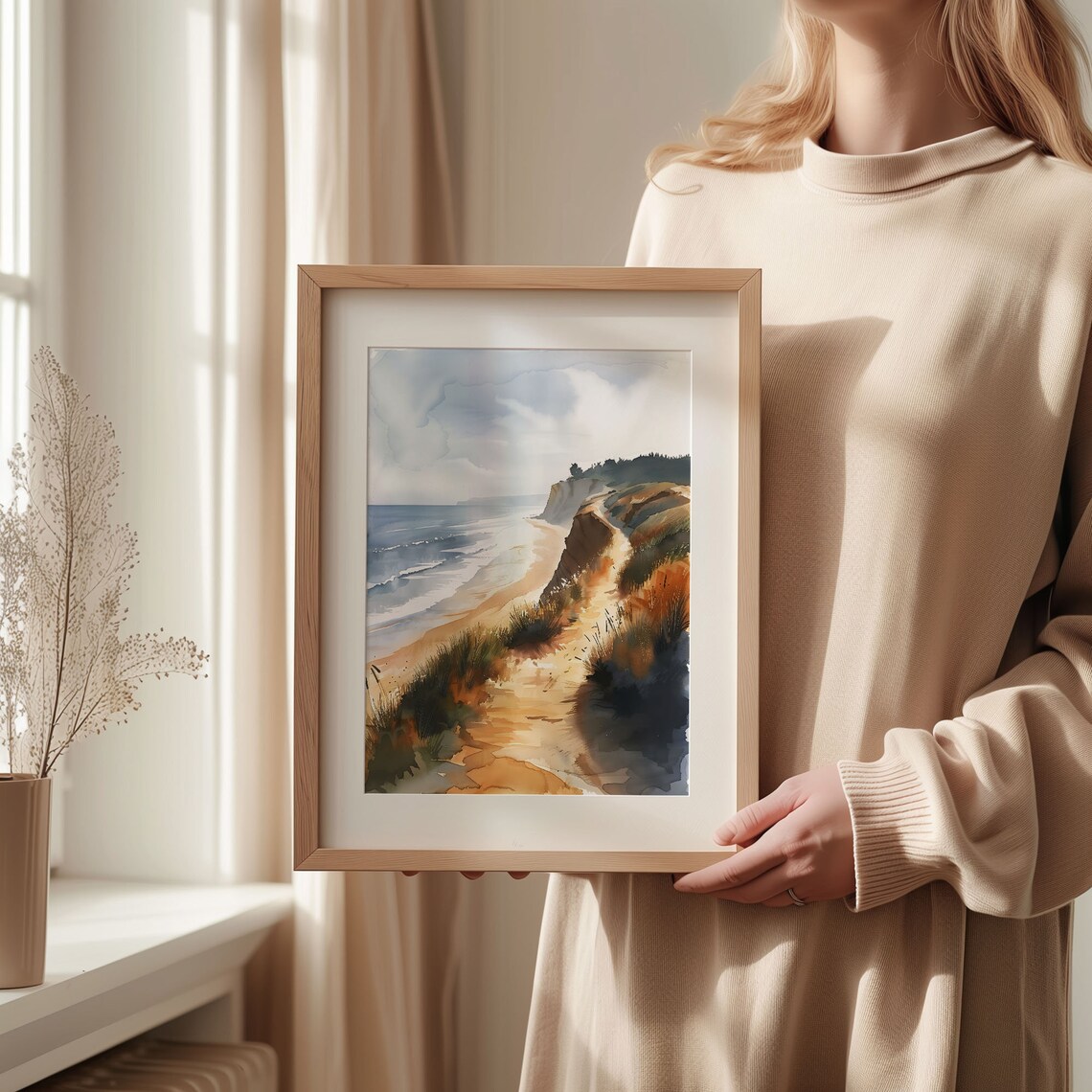Croyde Beach Watercolor Poster, Devon Coastal Art - Image 2