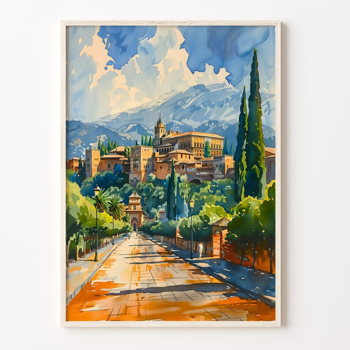 Granada Watercolor Travel Poster, Spain