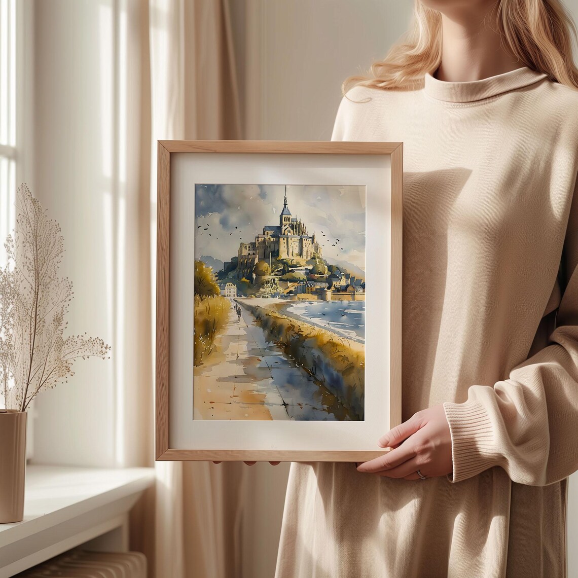 Mont Saint Michel Watercolor Art Print, Wall Poster - Image 2