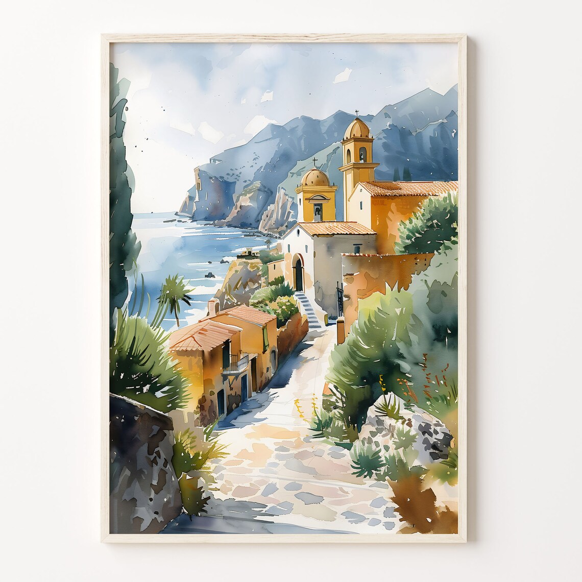 Sicily Watercolor Art Print, Italy Travel Poster
