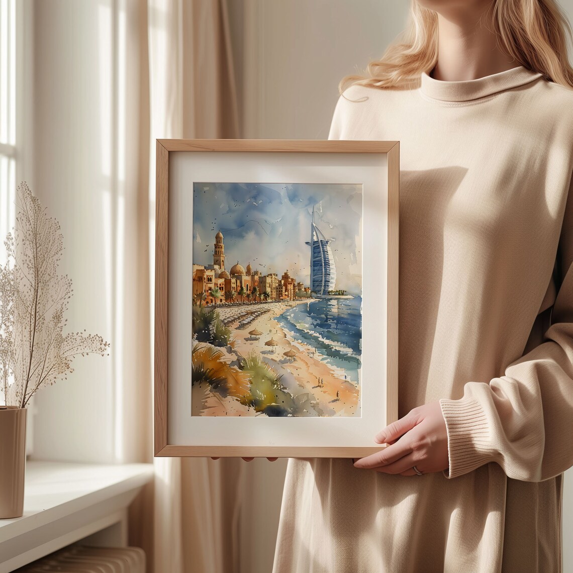 Dubai Watercolor Painting Travel Poster - Image 2