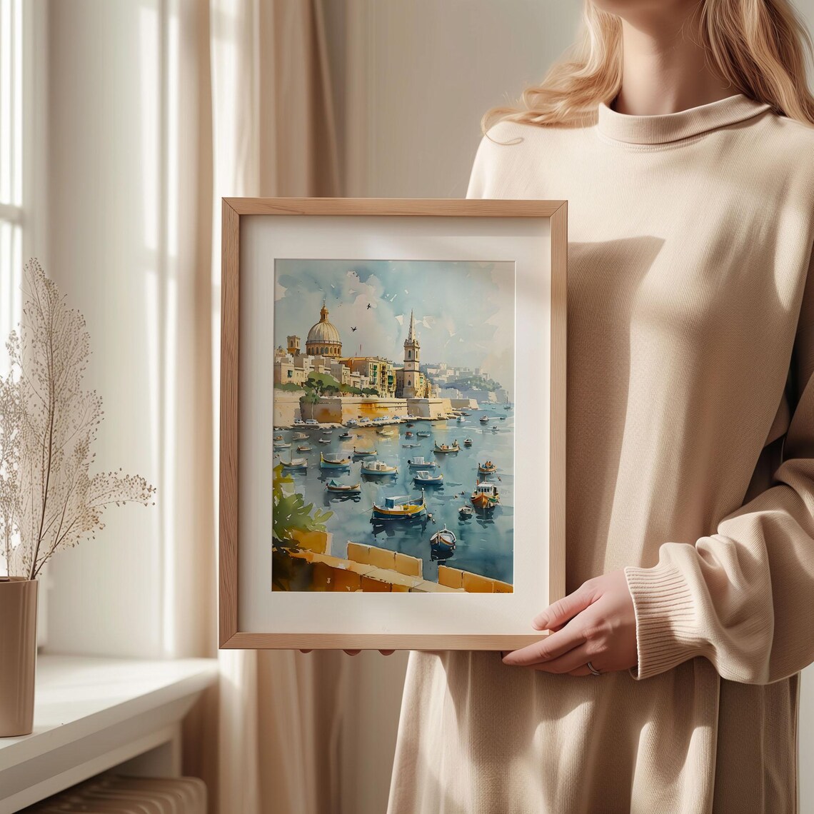 Valletta Watercolor Painting Malta Travel Poster - Image 2