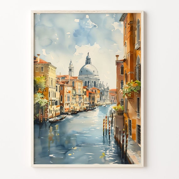 Venice Watercolor Travel Poster, Italy Wall Art
