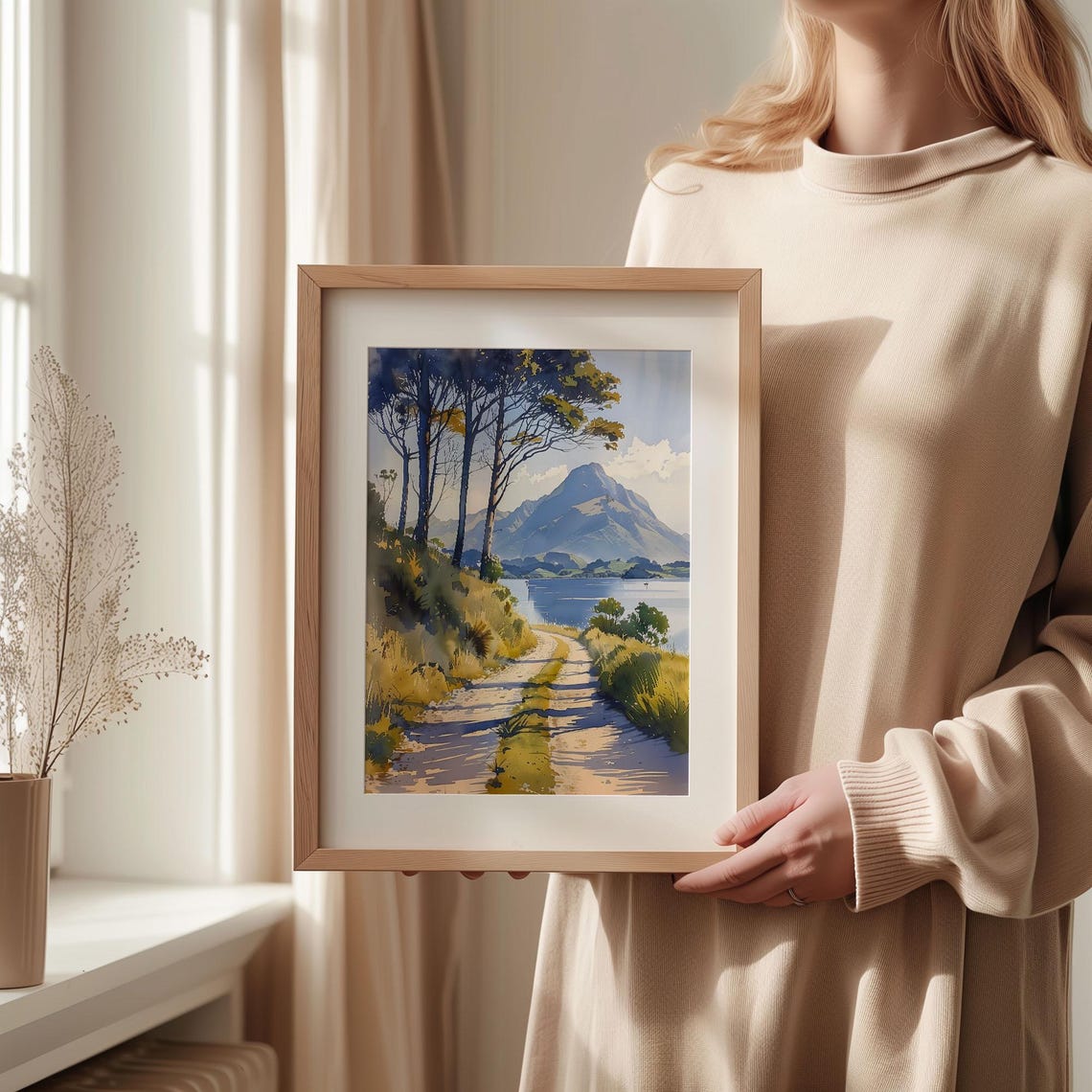 Lake Taupo Watercolor Painting Print Poster Wall Art Home Dcor Lake Taupo Gift Art Lovers New Zealand Art C30 625 - Image 2