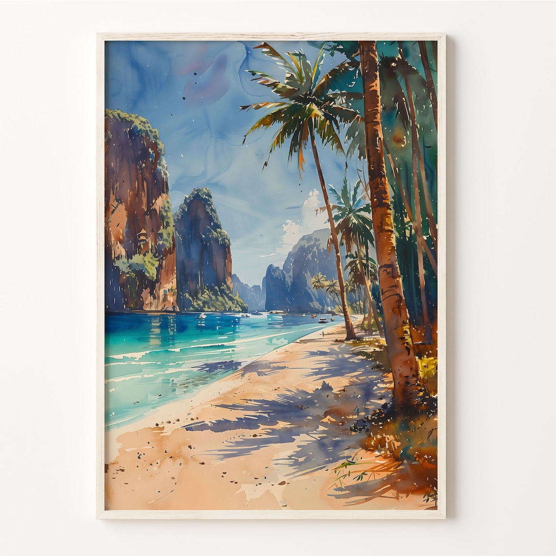 Thailand Phi Phi Island Watercolor Travel Poster