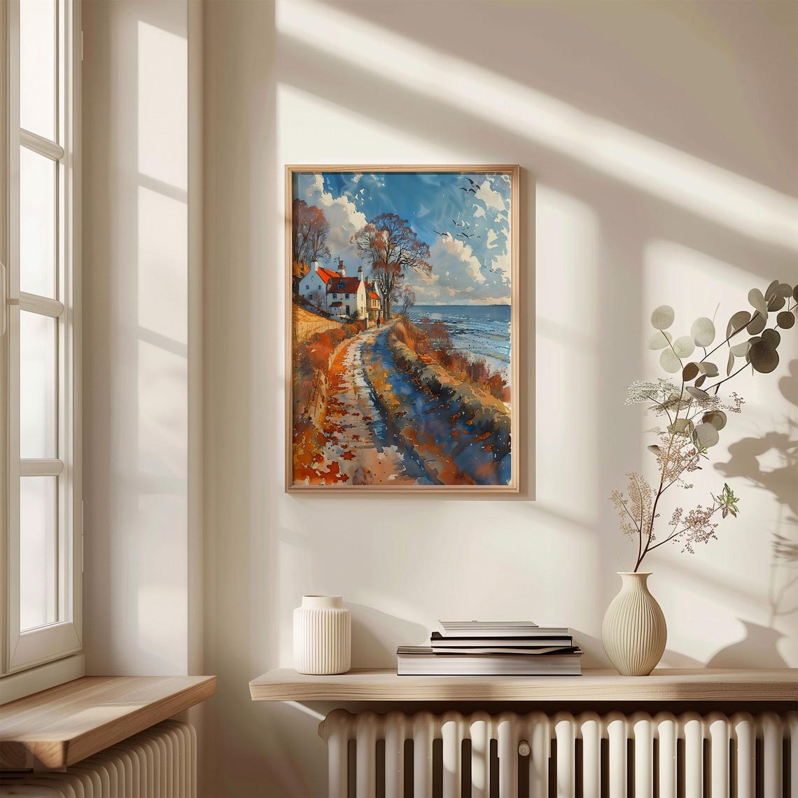 Hunstanton Cliffs Coastal Country Lane Watercolor Painting Poster - Image 4