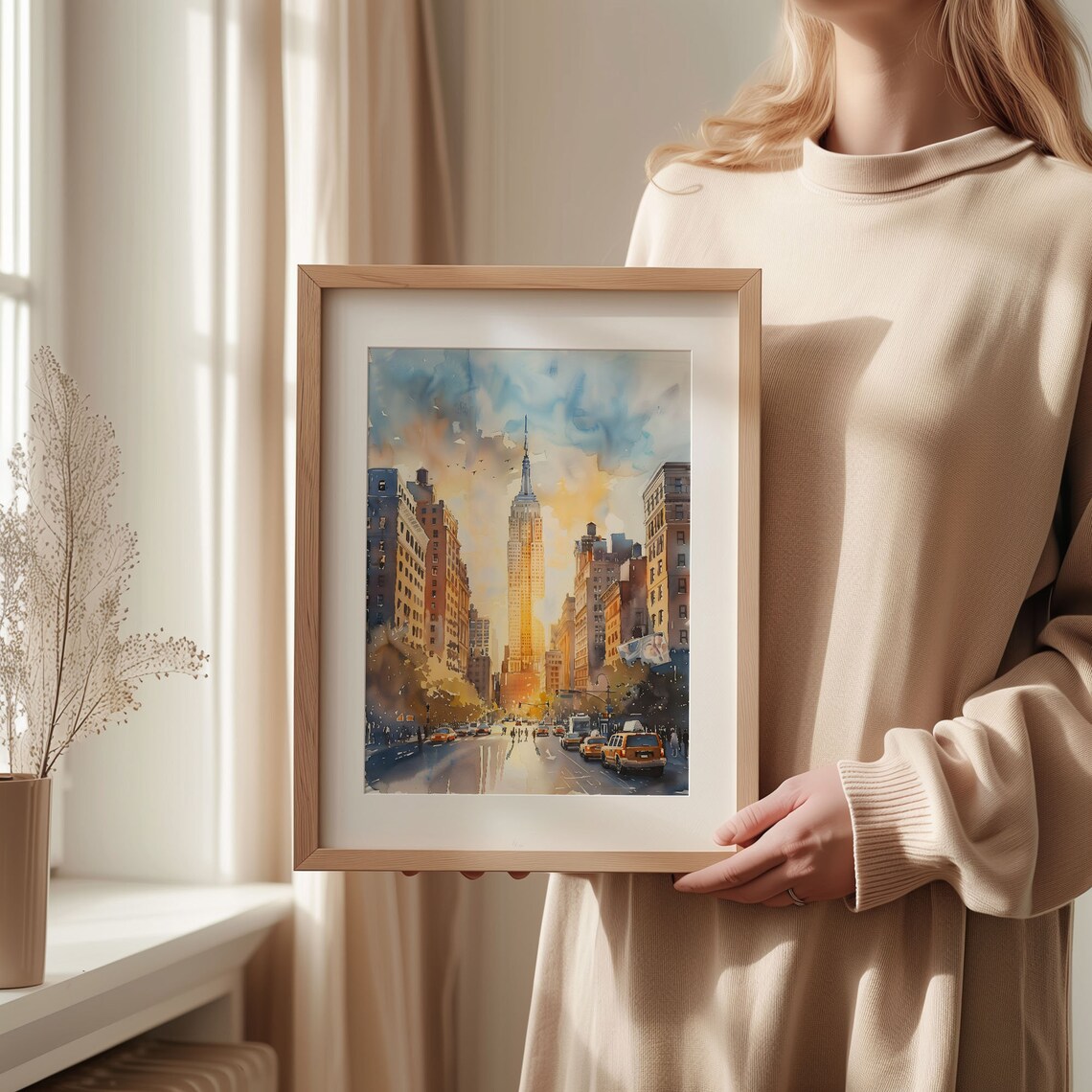 New York Watercolor Painting Travel Poster, USA City - Image 2